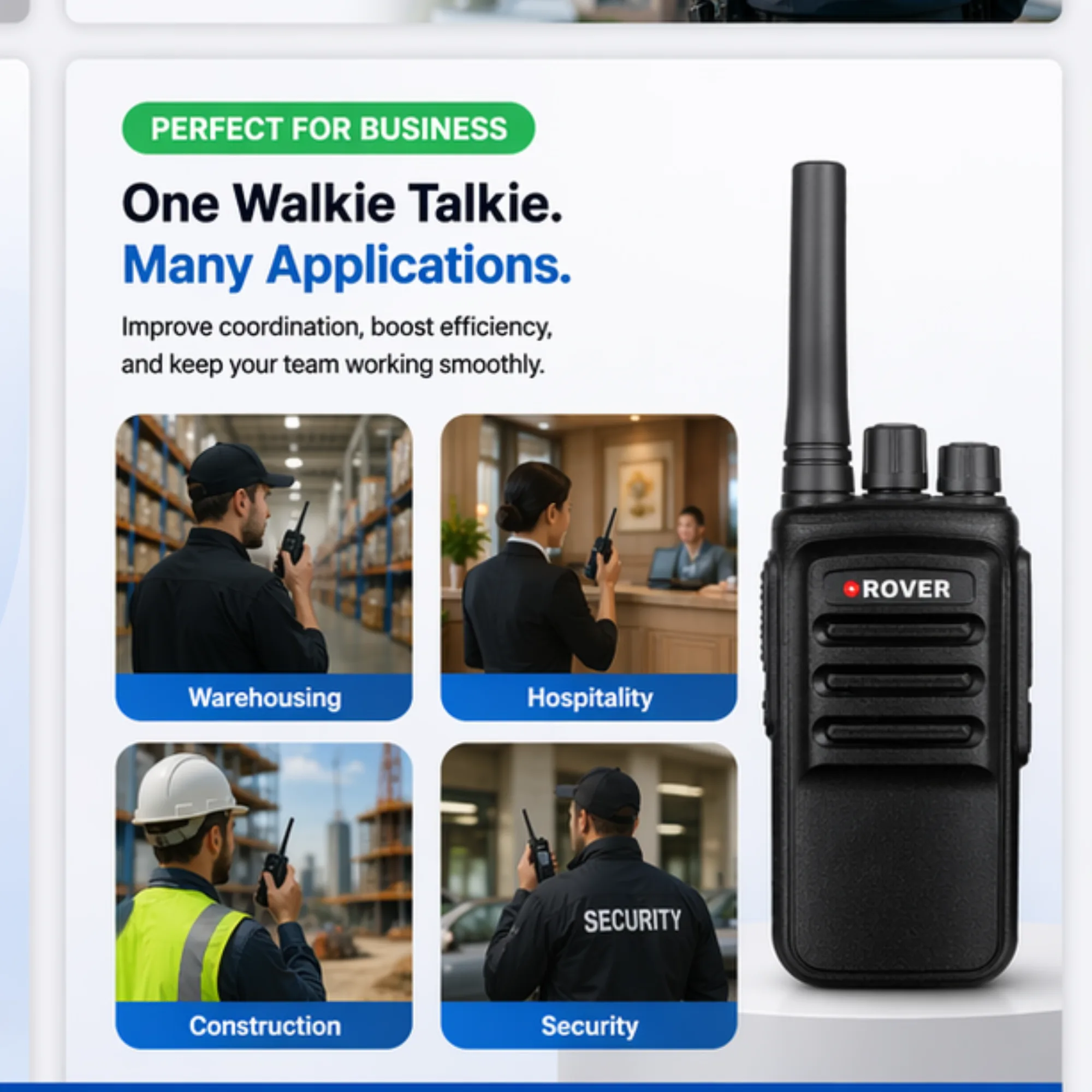 R-10 license-free walkie talkie with long range and 16 channels communication