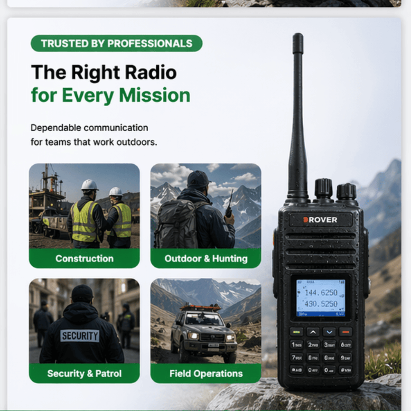 R-5WP waterproof dual band two-way radio handheld walkie talkie with 10W