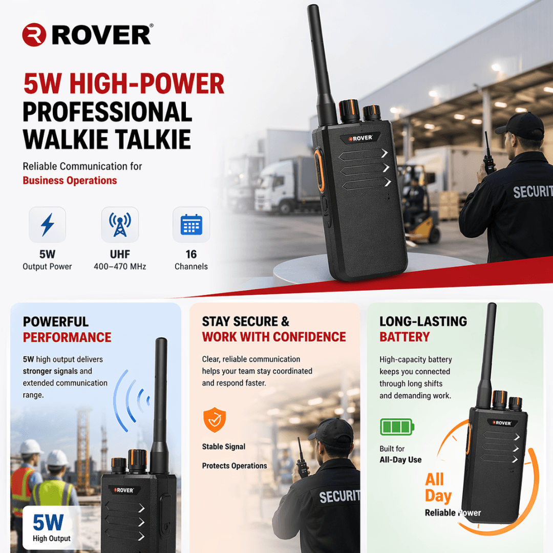 R-20 UHF two-way radio handheld walkie talkie with 5W power output