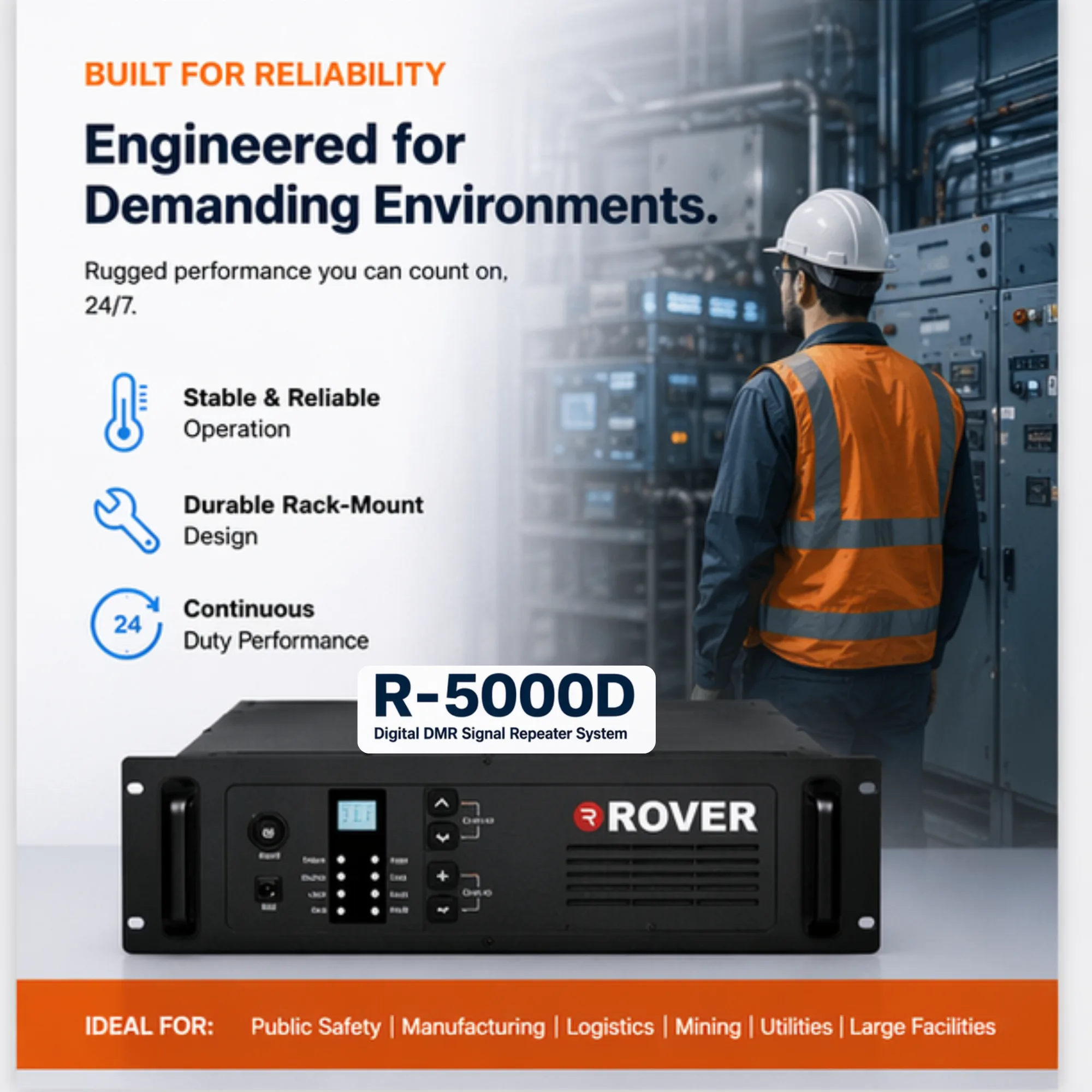 R-5000D digital DMR repeater walkie talkie with IP67 rugged design