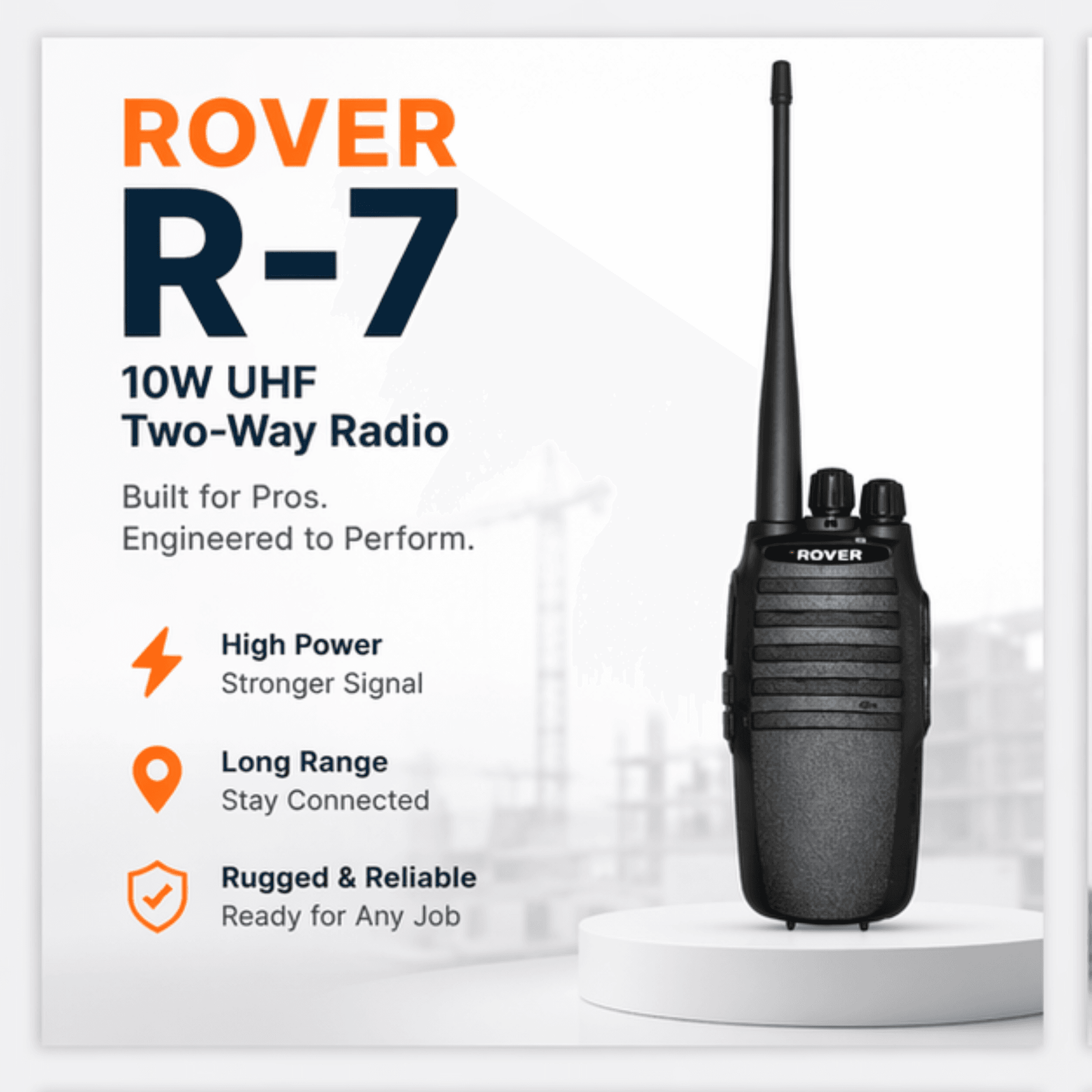 R-7 UHF two-way radio handheld walkie talkie with 10W high power