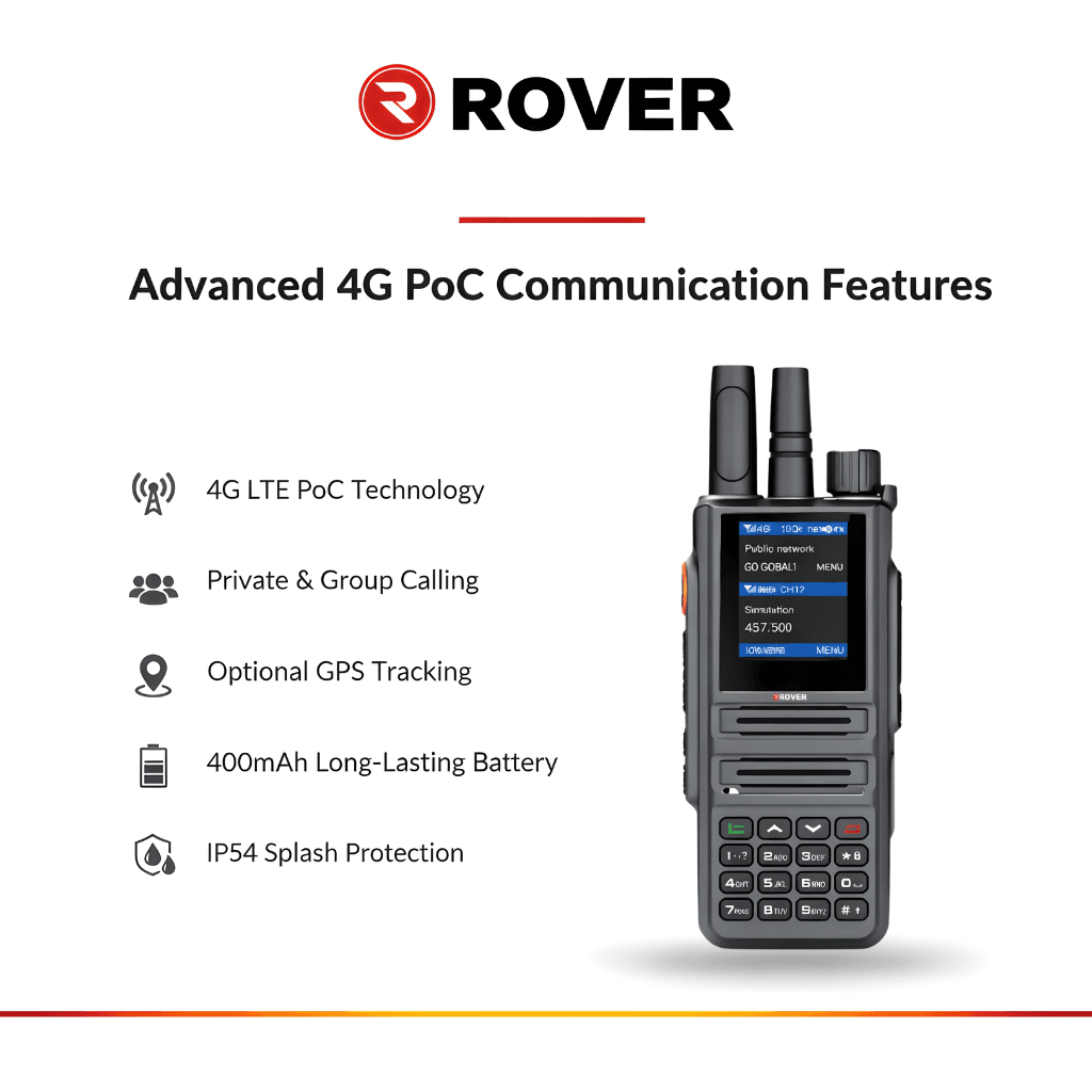 Rover R-88 4G CAT.1 LTE PoC network radio with GPS and 4000mAh battery