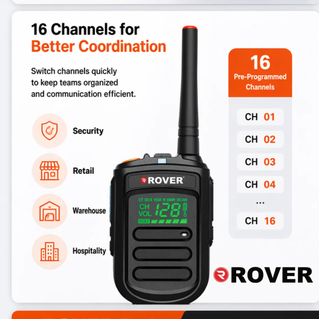 R4 UHF two way radio with 16 channels and durable communication design