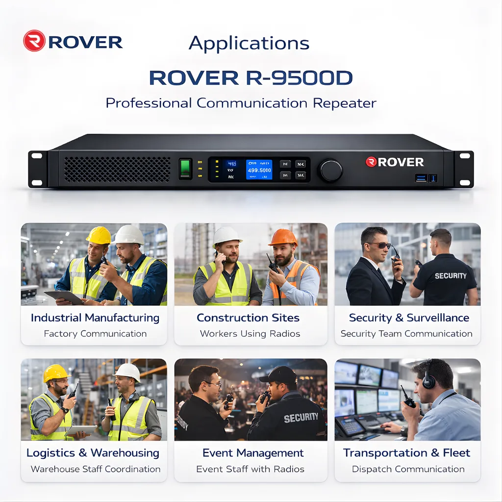 Rover R-9500D digital two-way radio repeater front panel